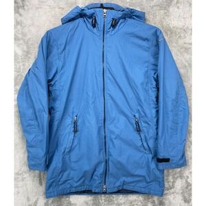 VTG Nike Women's Jacket Sz S (4-6) Blue H8 TMS Swoosh 90s Packable Hood